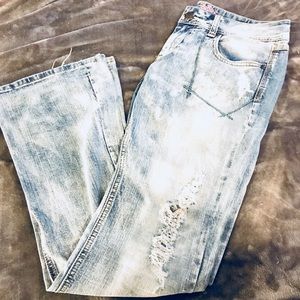 Express distressed boot cut jeans